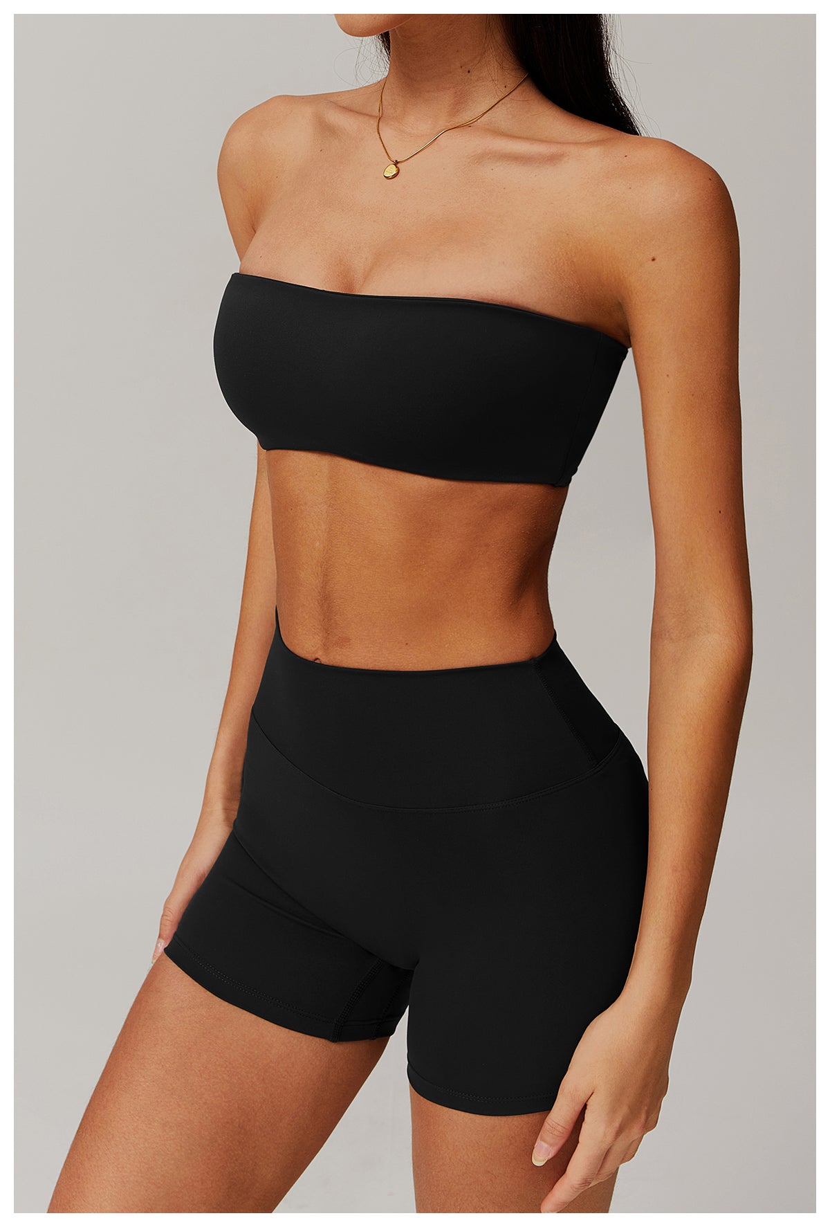 One-piece nude sports bra, anti-exposure tube top, fitness top, tight yoga wear