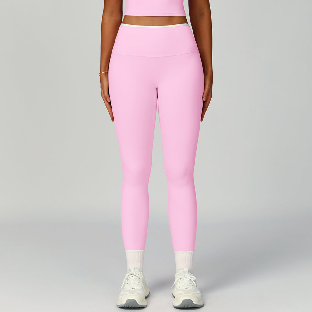 Nude Yoga Pants High Waist Contrast Color Quick-Drying Pants Sports Running Fitness Tights