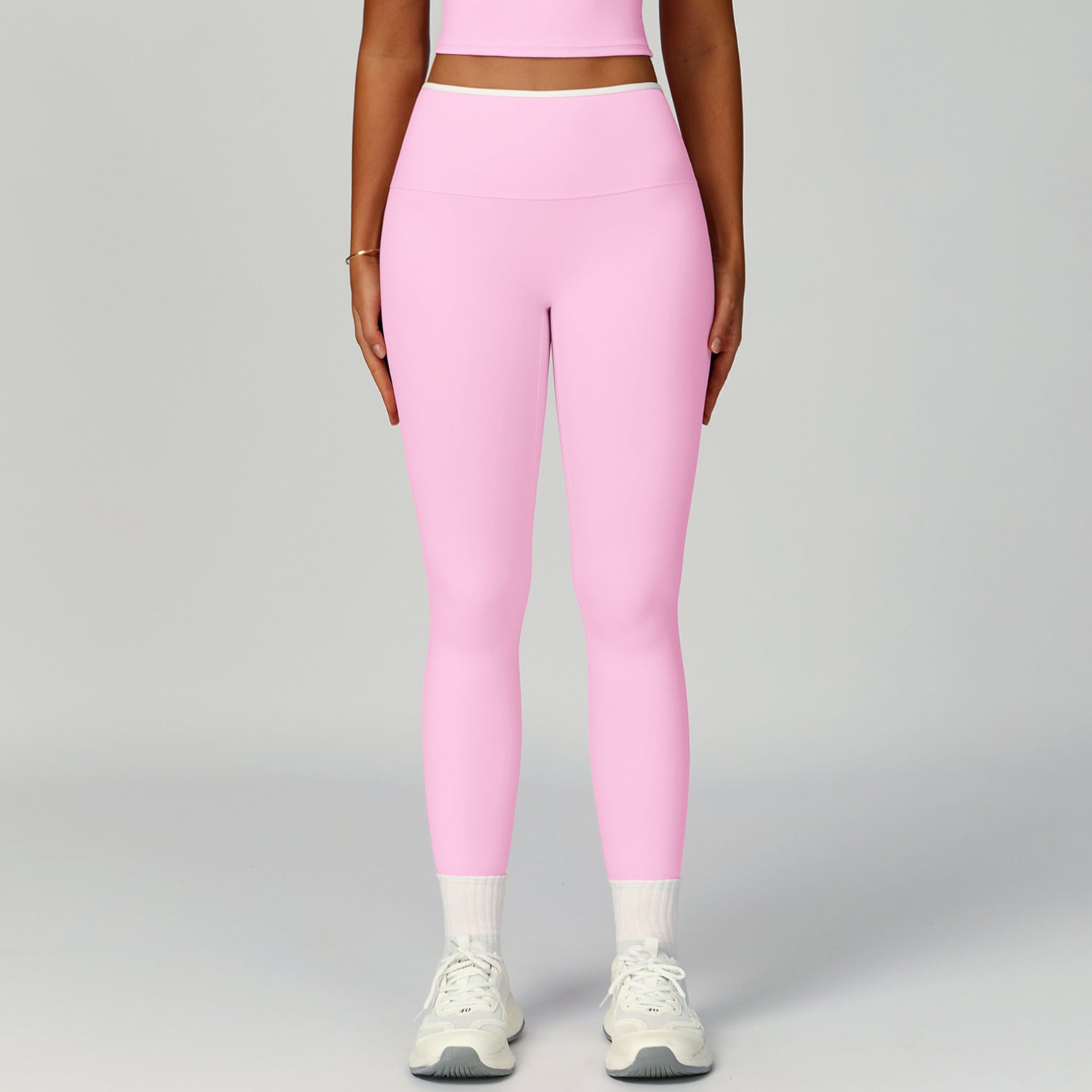 Nude Yoga Pants High Waist Contrast Color Quick-Drying Pants Sports Running Fitness Tights