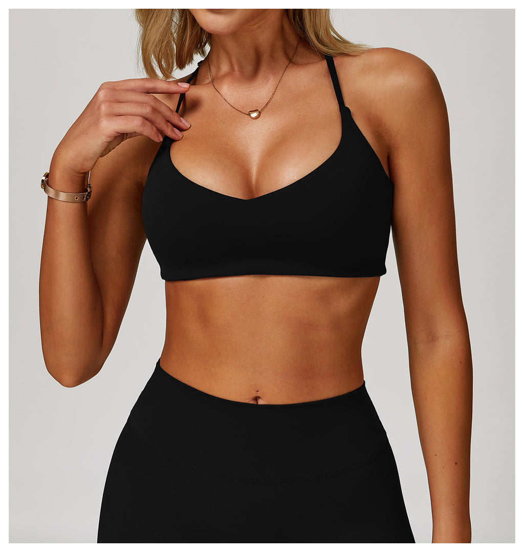 Sanded yoga bra women's tight beauty back fitness yoga clothes running exercise sports underwear