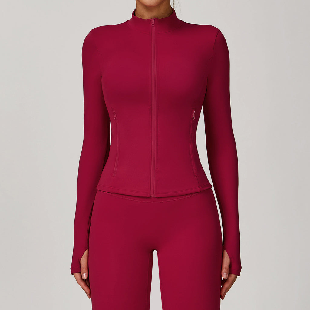 Autumn and winter zipper long-sleeved quick-drying yoga jacket outdoor casual top running sports fitness clothes