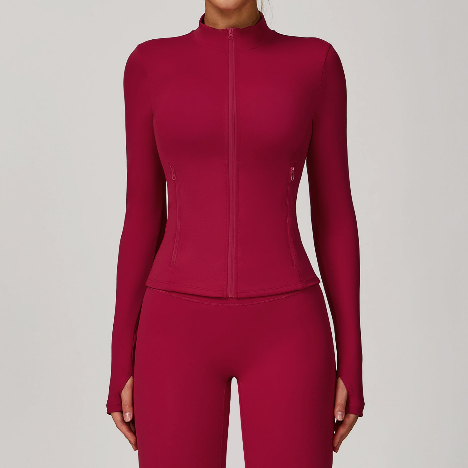 Autumn and winter zipper long-sleeved quick-drying yoga jacket outdoor casual top running sports fitness clothes