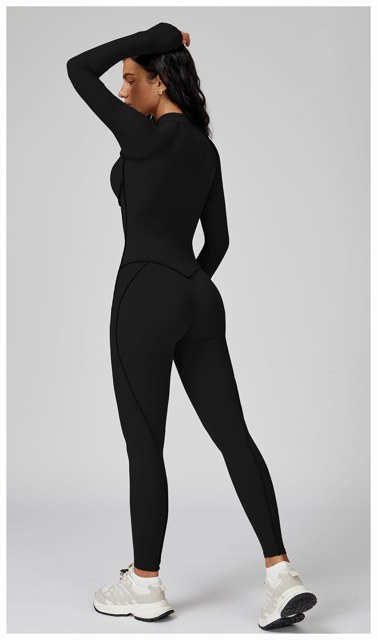 Contrast color stand collar jumpsuit half zip one-piece fitness suit women's high-intensity sports yoga suit