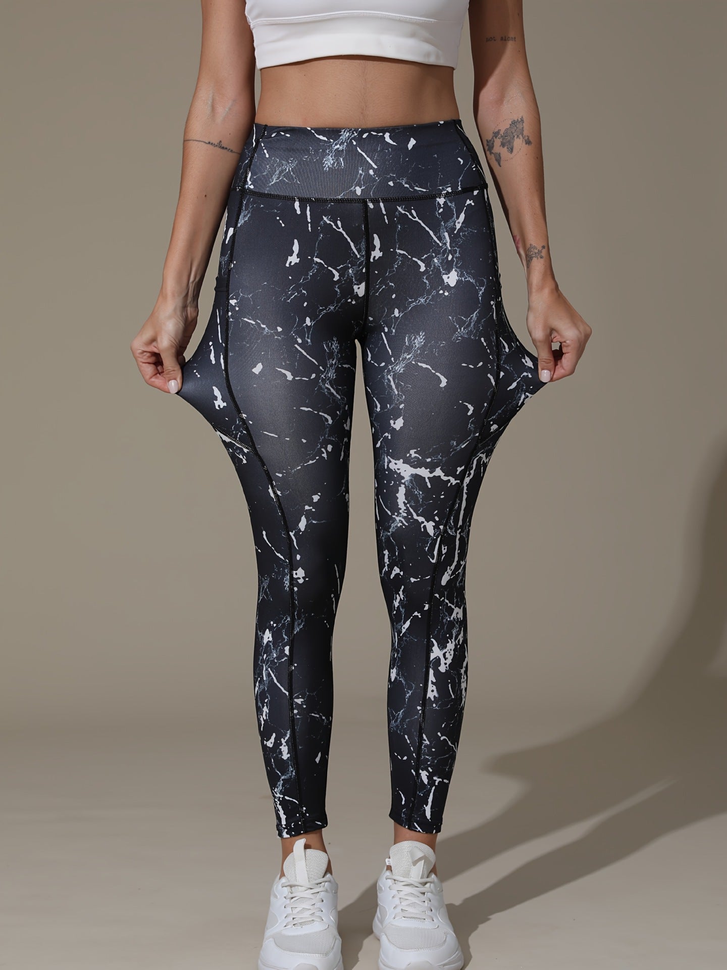 Rouge print new high waist soft and comfortable fashion fitness sports yoga pants leggings for outer wear