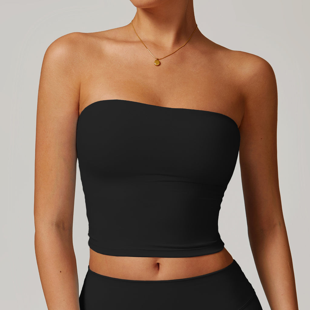 Strapless tube top sexy beautiful back sports bra women's shockproof quick-drying fitness yoga top