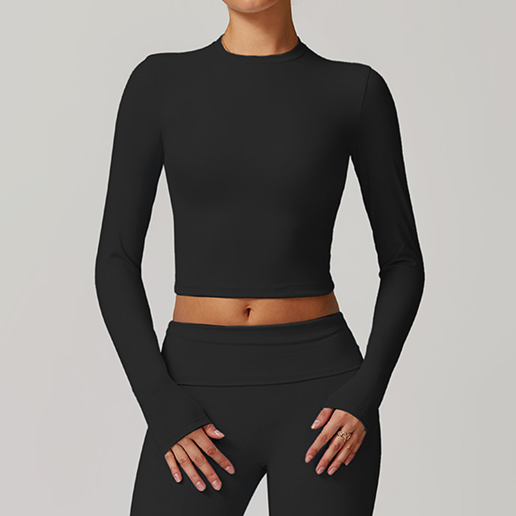 Tight back yoga tops slim long-sleeved T-shirts outdoor sports tops women's fitness yoga clothes