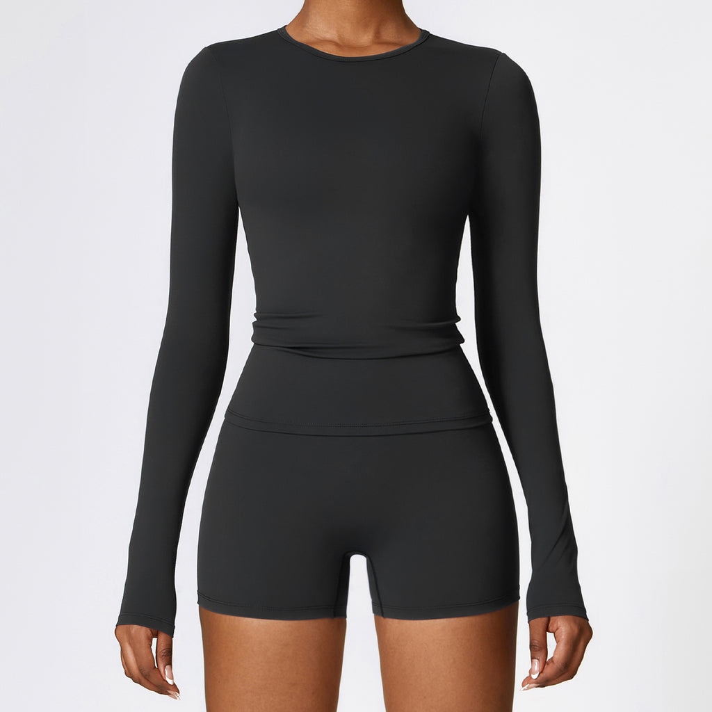 Winter brushed long-sleeved yoga clothes high-intensity fitness clothes Pilates running sports long-sleeved tops