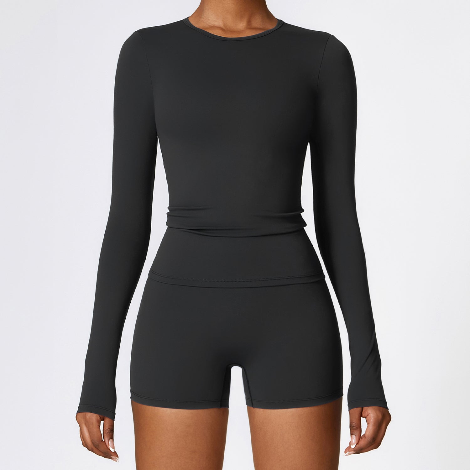 Winter brushed long-sleeved yoga clothes high-intensity fitness clothes Pilates running sports long-sleeved tops
