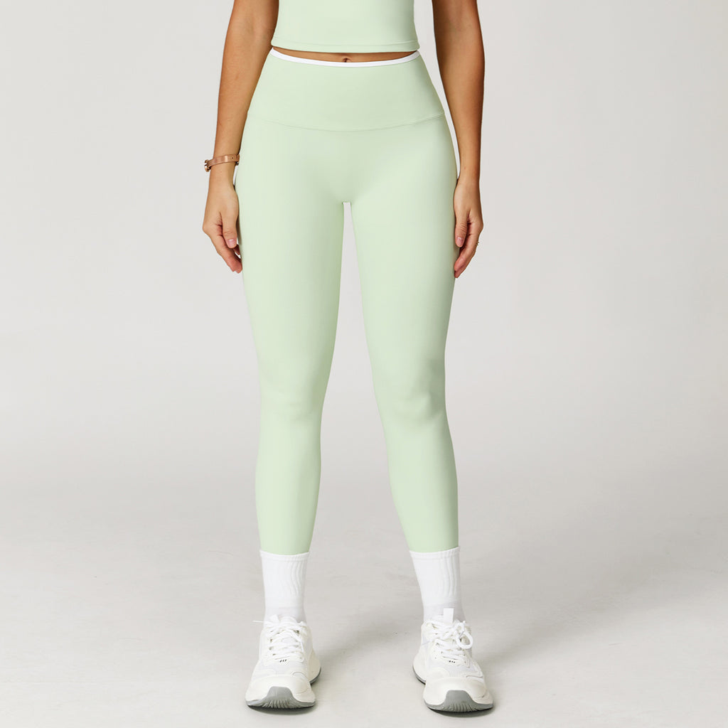 Nude Yoga Pants High Waist Contrast Color Quick-Drying Pants Sports Running Fitness Tights