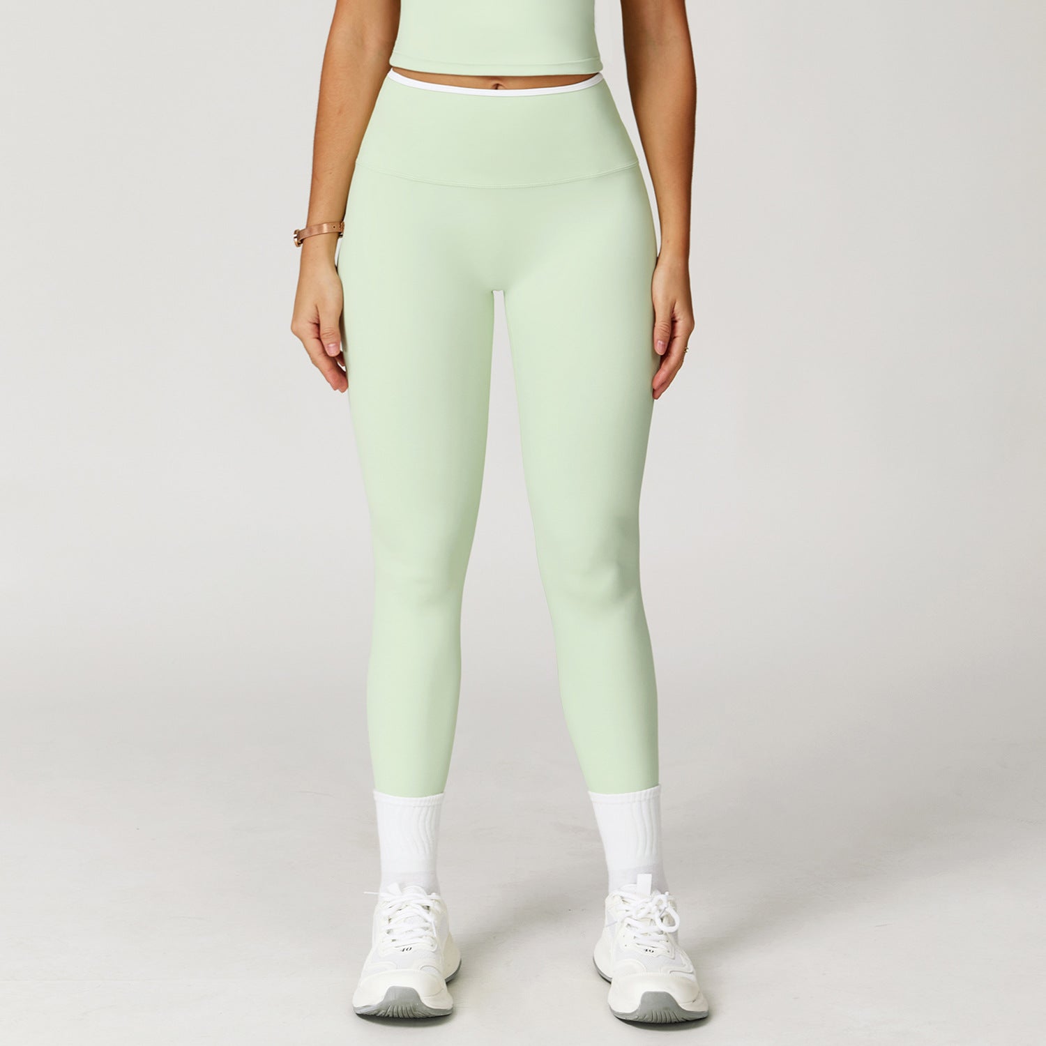 Nude Yoga Pants High Waist Contrast Color Quick-Drying Pants Sports Running Fitness Tights