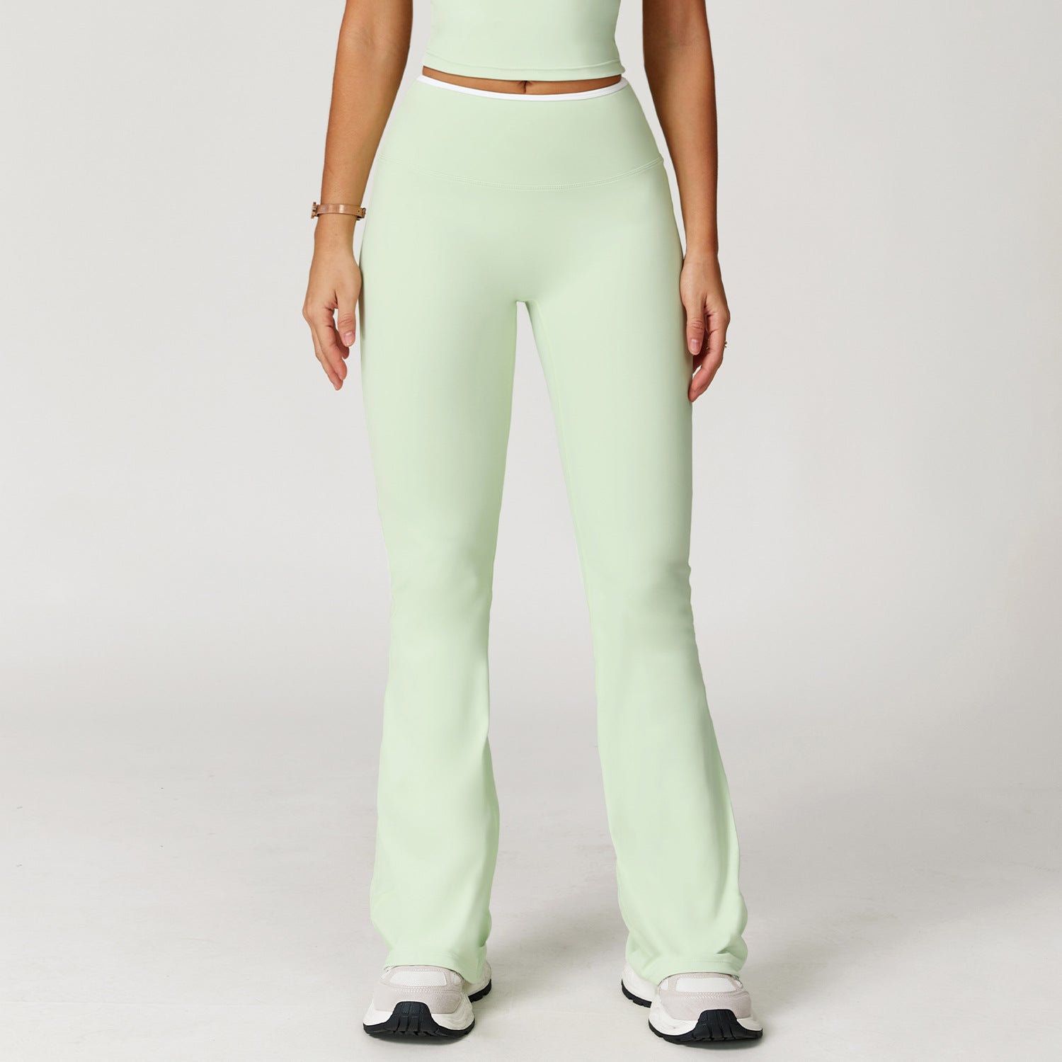 Sports flared pants contrast color high waist quick dry wide leg trousers sports running fitness flared pants