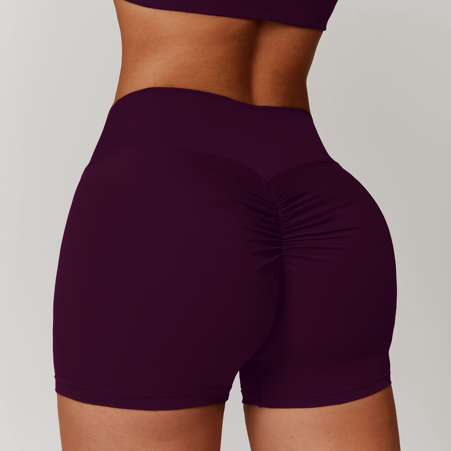 Brushed high waist yoga shorts tummy control peach butt lift running fitness pants tight sports shorts