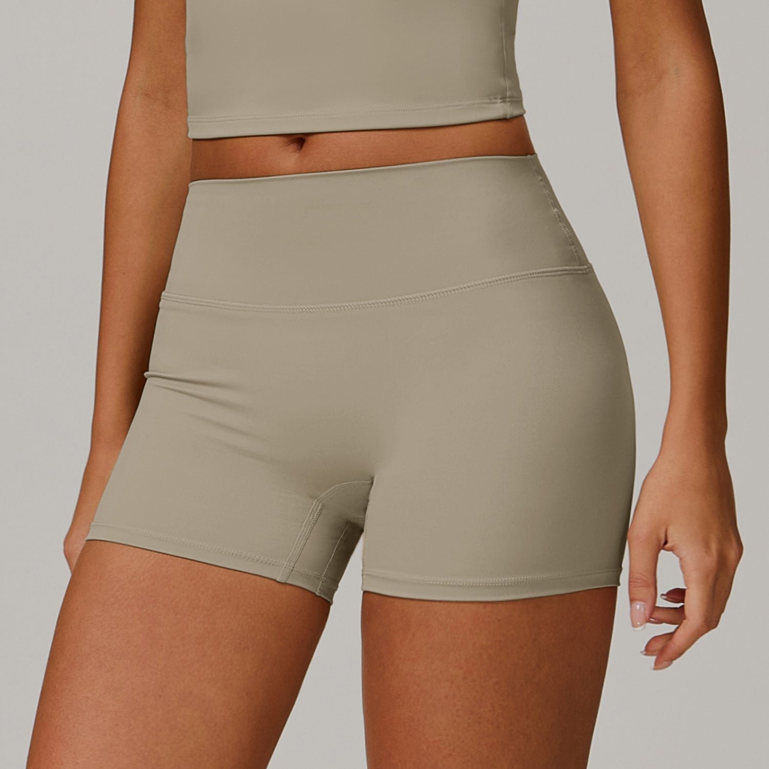 European and American sanded tight yoga shorts women's high waist tummy control fitness pants hip lifting running shorts