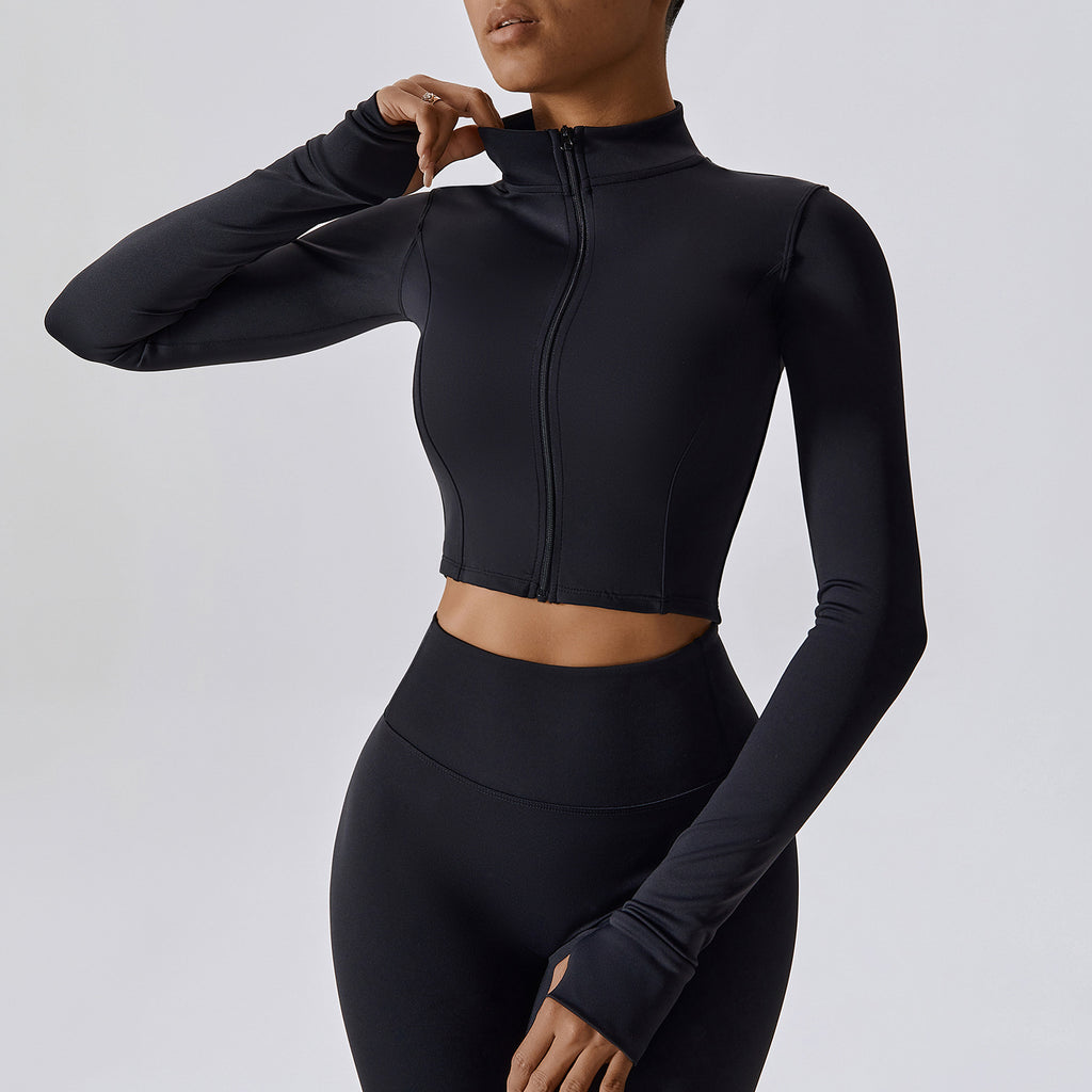 Zipper outdoor running sports yoga jacket slim fitness long sleeve jacket girls quick-drying yoga clothes
