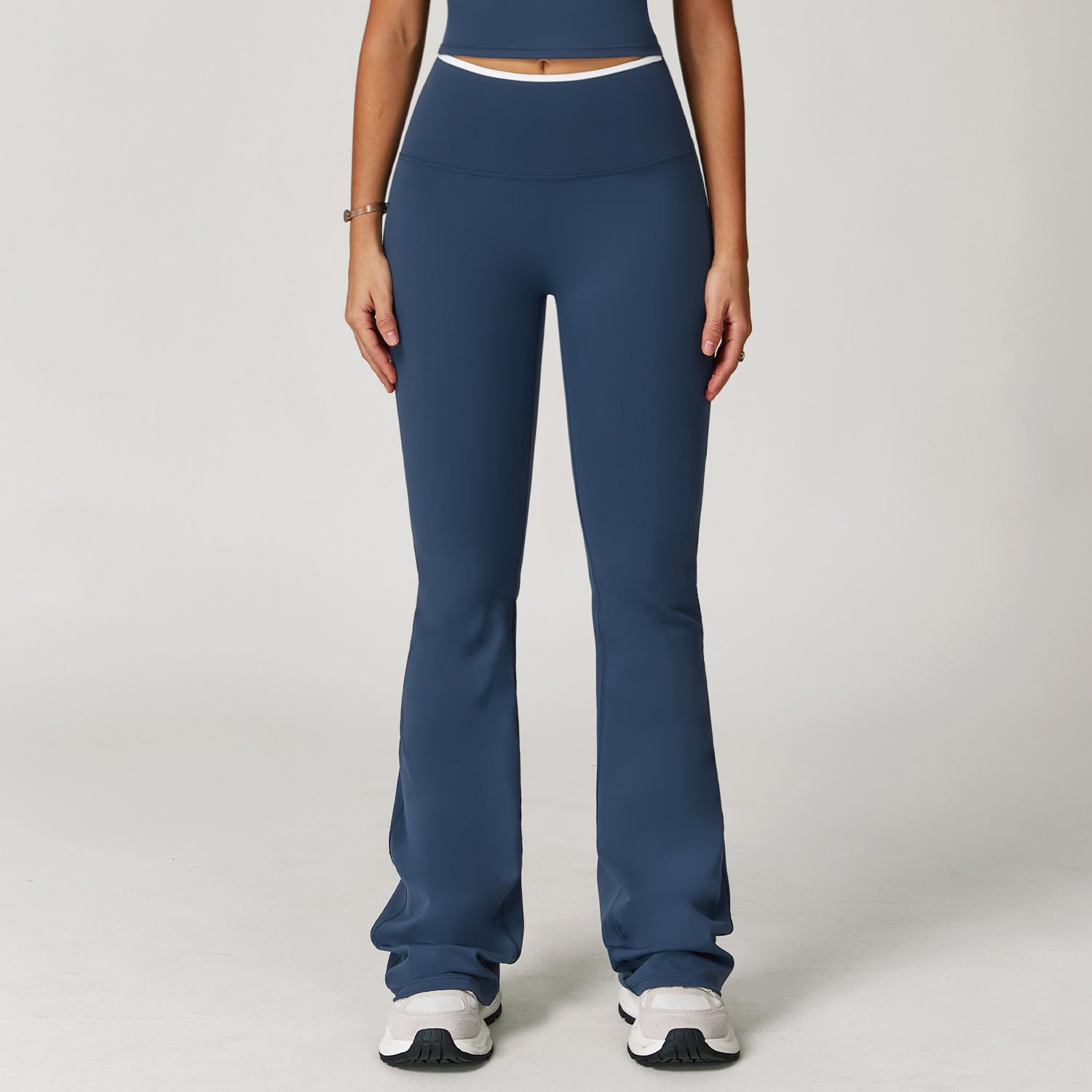 Sports flared pants contrast color high waist quick dry wide leg trousers sports running fitness flared pants