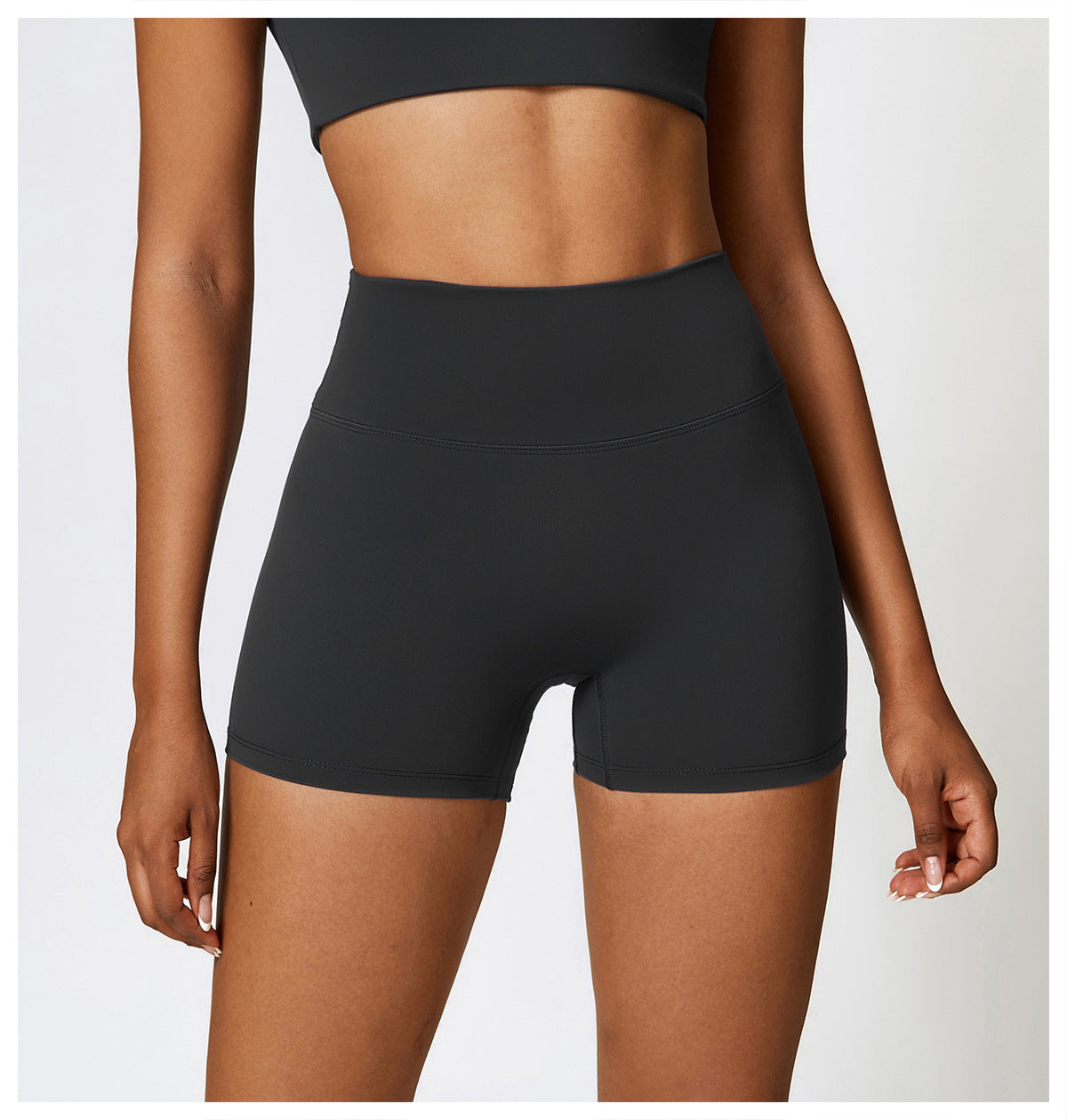 European and American sanded tight yoga shorts women's high waist tummy control fitness pants hip lifting running shorts