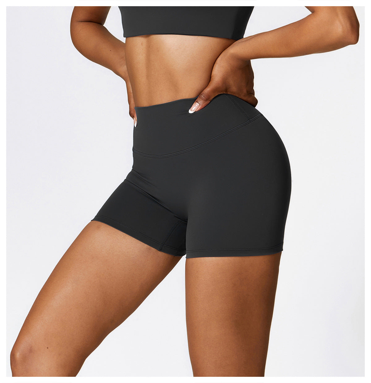 European and American sanded tight yoga shorts women's high waist tummy control fitness pants hip lifting running shorts