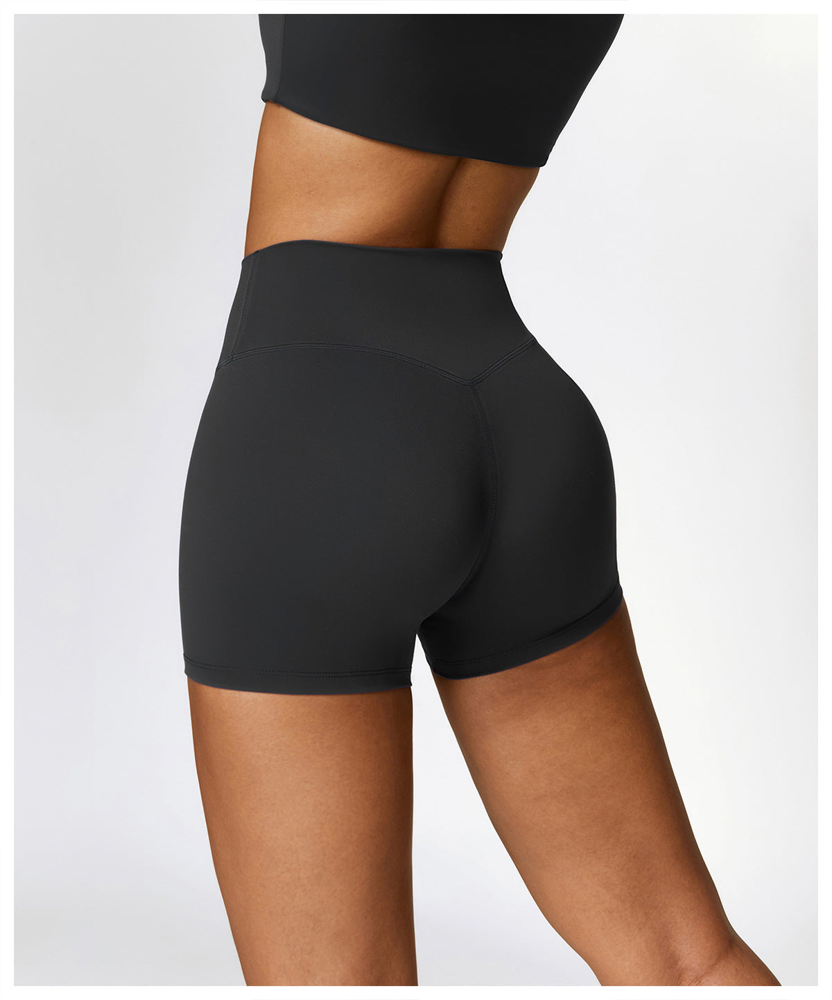 European and American sanded tight yoga shorts women's high waist tummy control fitness pants hip lifting running shorts