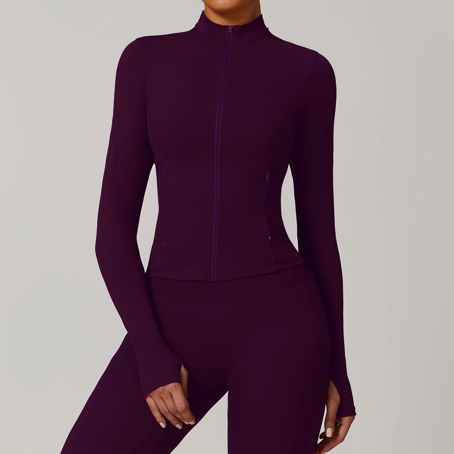 Autumn and winter zipper long-sleeved quick-drying yoga jacket outdoor casual top running sports fitness clothes