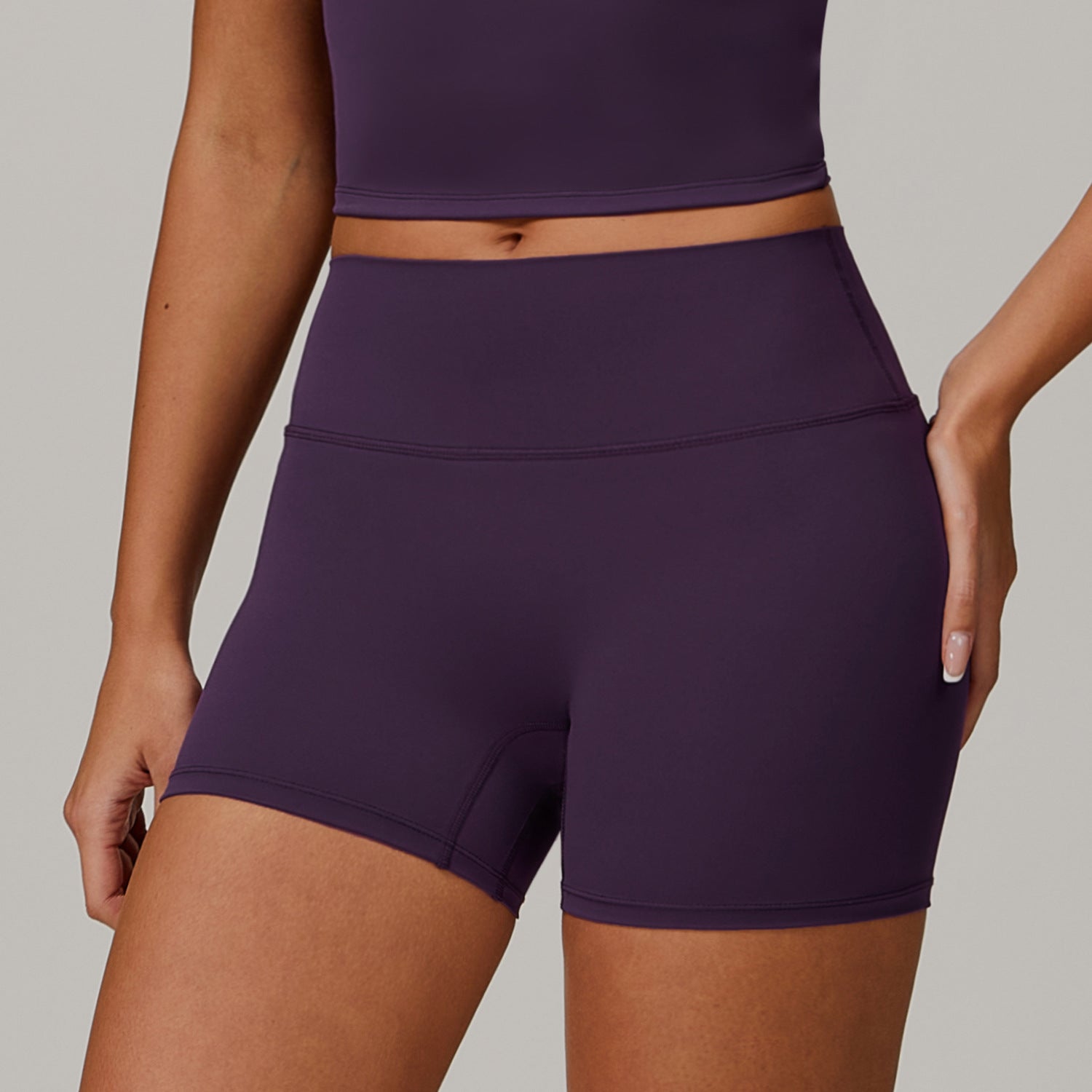 European and American sanded tight yoga shorts women's high waist tummy control fitness pants hip lifting running shorts