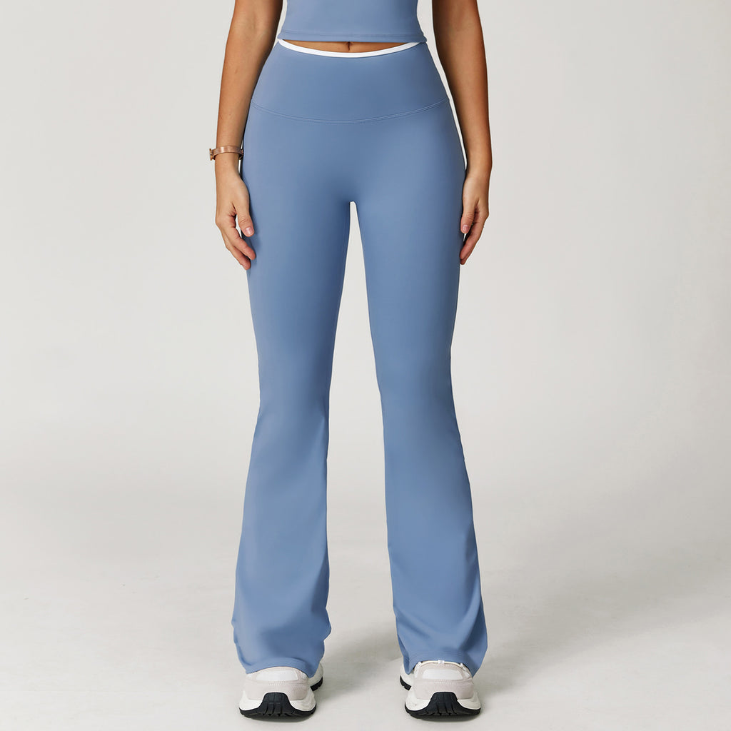 Sports flared pants contrast color high waist quick dry wide leg trousers sports running fitness flared pants