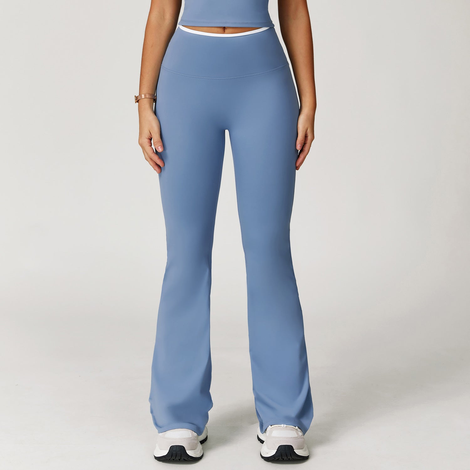 Sports flared pants contrast color high waist quick dry wide leg trousers sports running fitness flared pants