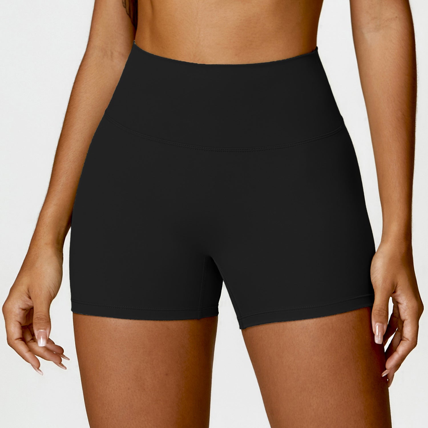Brushed high waist yoga shorts tummy control peach butt lift running fitness pants tight sports shorts