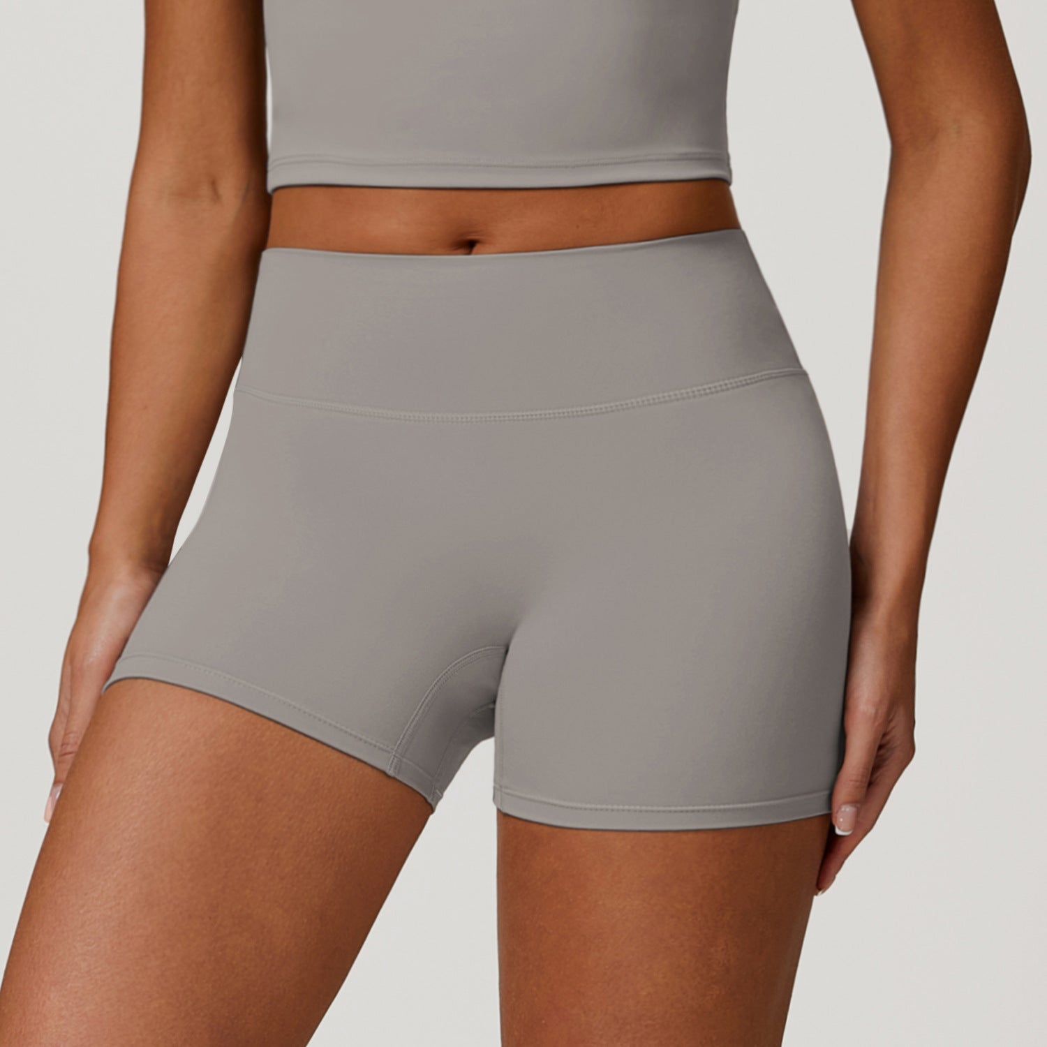 European and American sanded tight yoga shorts women's high waist tummy control fitness pants hip lifting running shorts