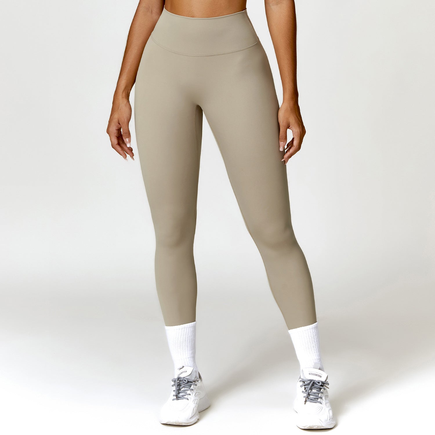 Quick-drying tight yoga pants, brushed tummy-control and hip-lifting high-waisted fitness pants, outdoor running sports pants