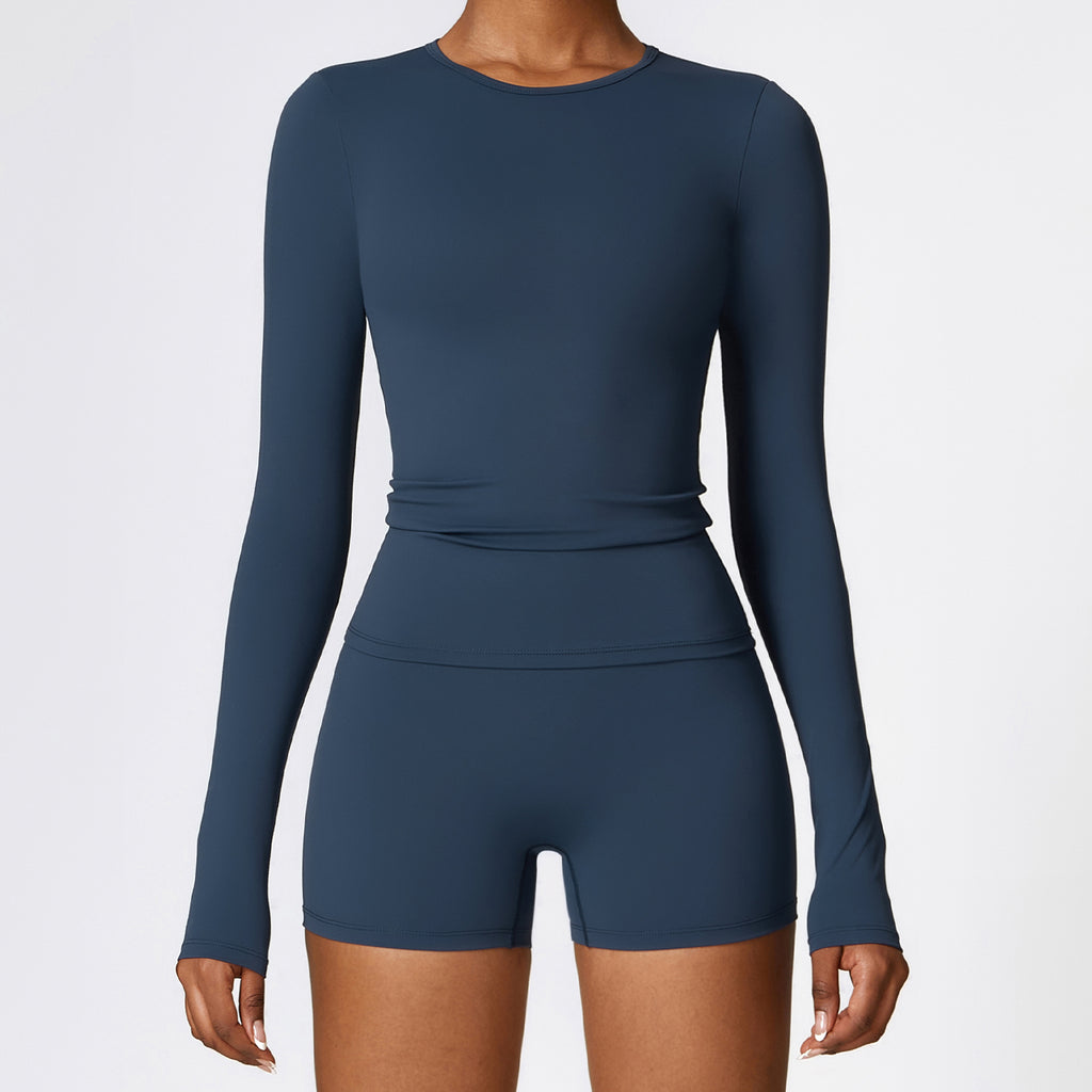 Winter brushed long-sleeved yoga clothes high-intensity fitness clothes Pilates running sports long-sleeved tops