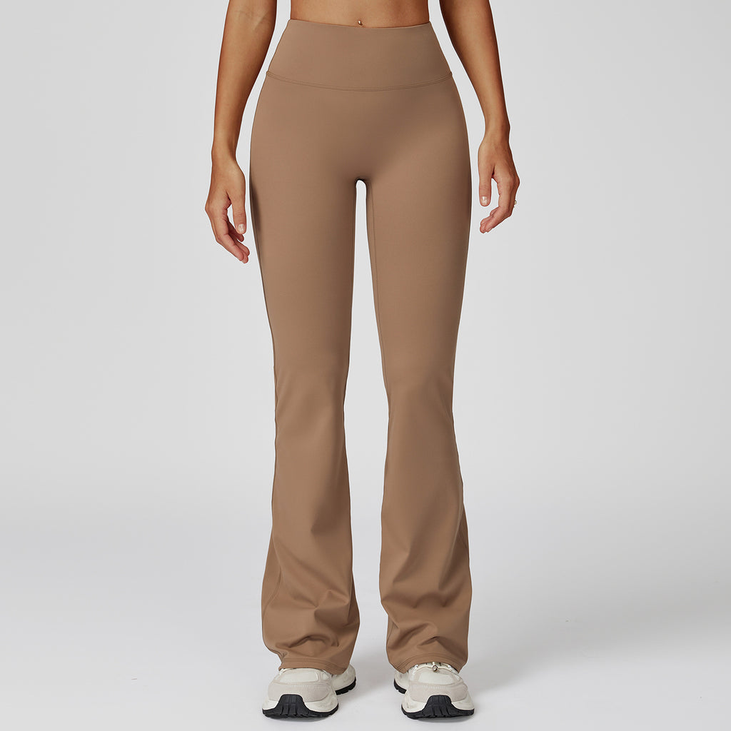Cross-border brushed high-waist yoga pants tight wide-leg flared pants running sports fitness flared pants