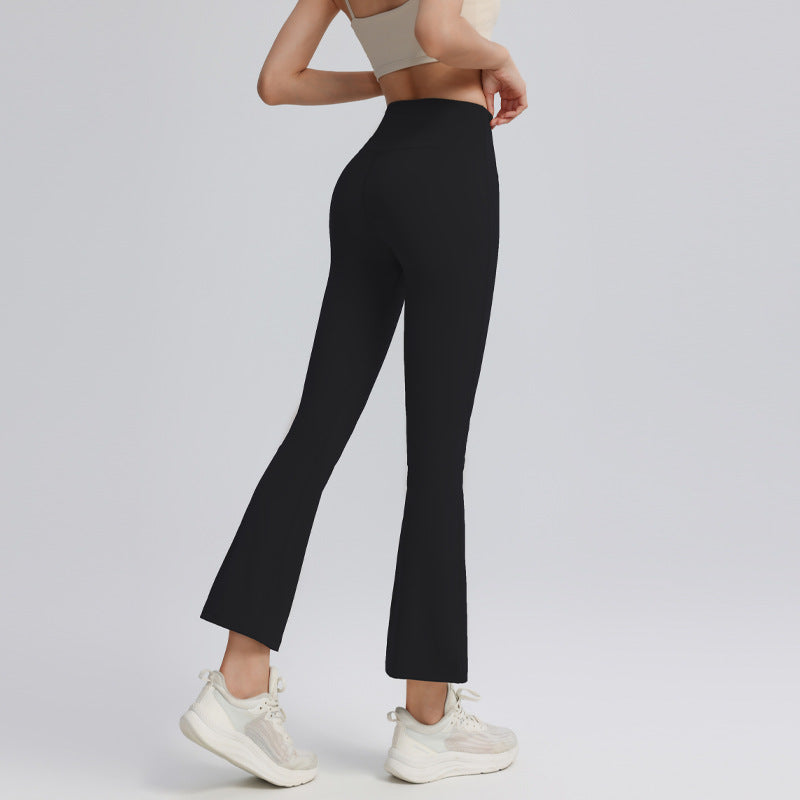 Cropped yoga pants, stretchy tight high-waisted hip lifting sweatpants, fitness micro-horn, no embarrassment line, yoga pants women