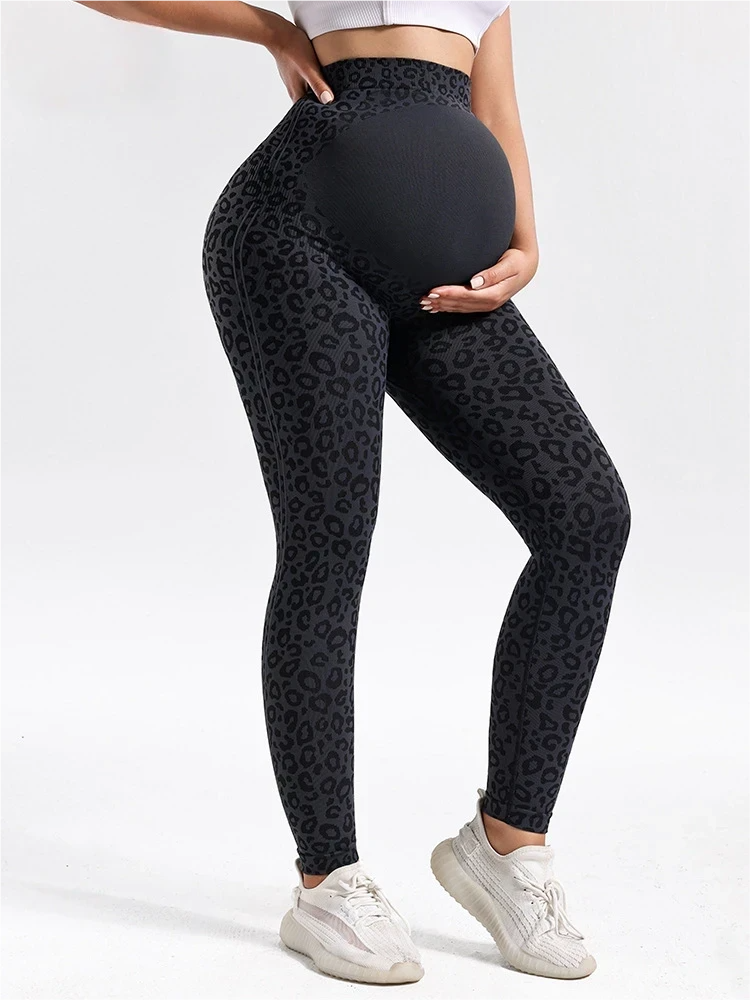 Fashionable & Eye-Catching Leopard Print Yoga Leggings for Postpartum Recovery with High-Waisted Abdomen-Supporting and Gentle Elasticity