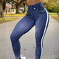 High-Waisted Denim Texture Yoga Pants with Elastic Comfort and Slimming Fit for Versatile Daily Use