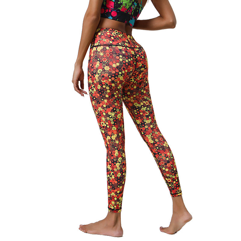 High Support Muscle Compression Printed Yoga Pants with Long-Lasting Diverse Prints for Gym & Outer Wear