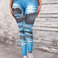 High-Waisted Denim-Like Yoga Leggings - Slimming, Elastic Comfort for Commute and Daily Wear