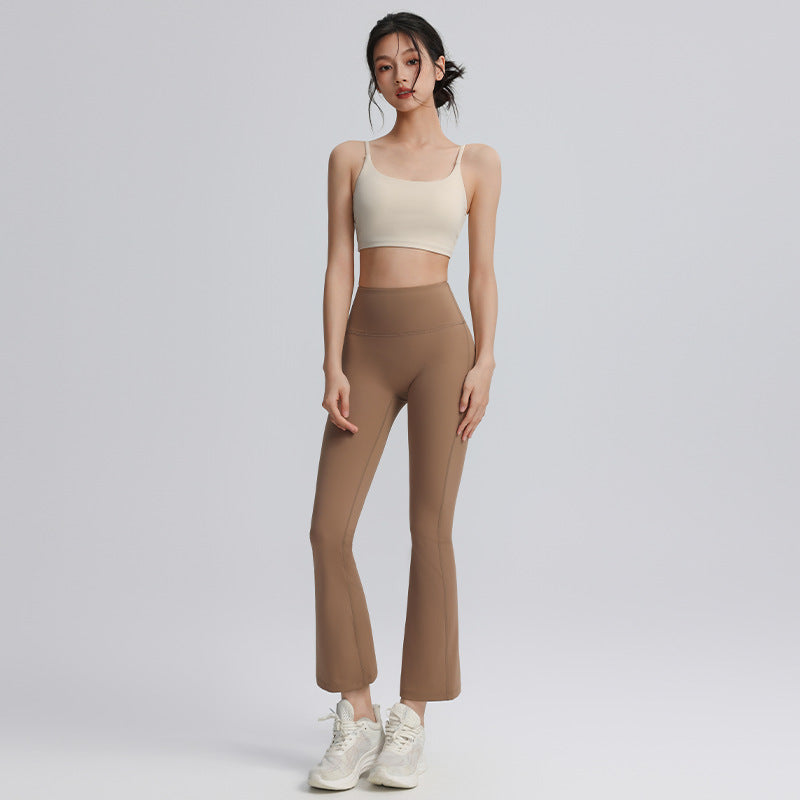 Cropped yoga pants, stretchy tight high-waisted hip lifting sweatpants, fitness micro-horn, no embarrassment line, yoga pants women