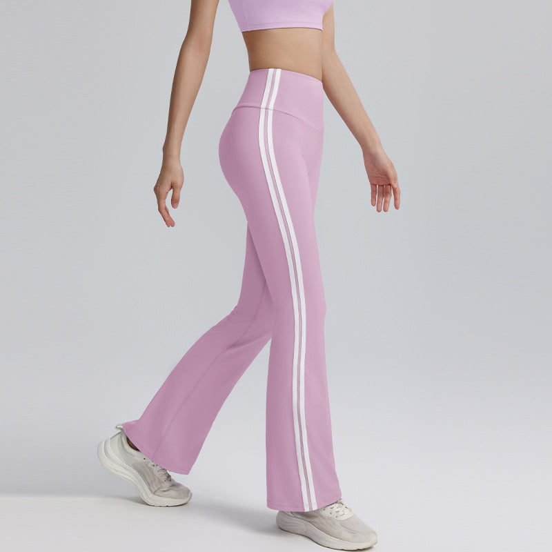Double line yoga bell bottoms high waist hip lift tummy tuck sweatpants skinny dance fitness outdoor sports women