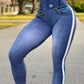 High-Waisted Denim Texture Yoga Pants with Elastic Comfort and Slimming Fit for Versatile Daily Use