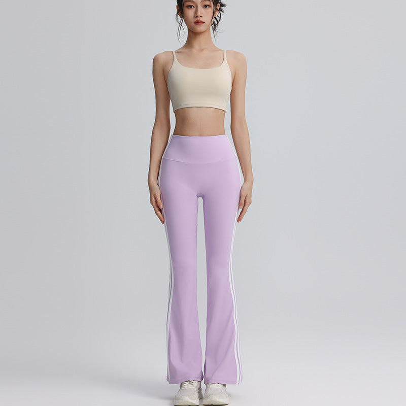 Double line yoga bell bottoms high waist hip lift tummy tuck sweatpants skinny dance fitness outdoor sports women