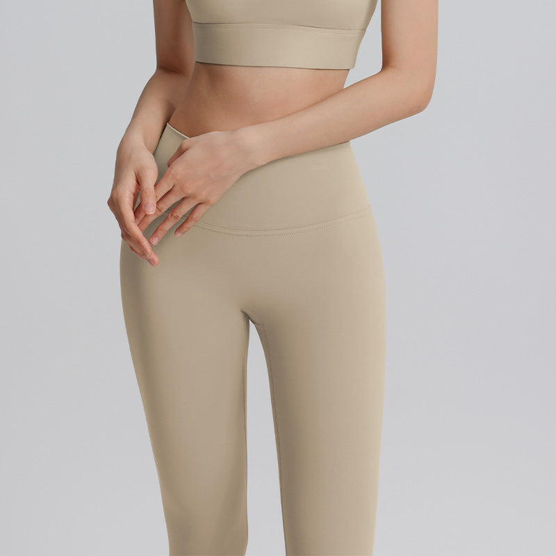 High-waisted tummy-control yoga pants for women in summer, stretch tights, perspiration-wicking, quick-drying, breathable, hip-lifting sports outdoor fitness pants