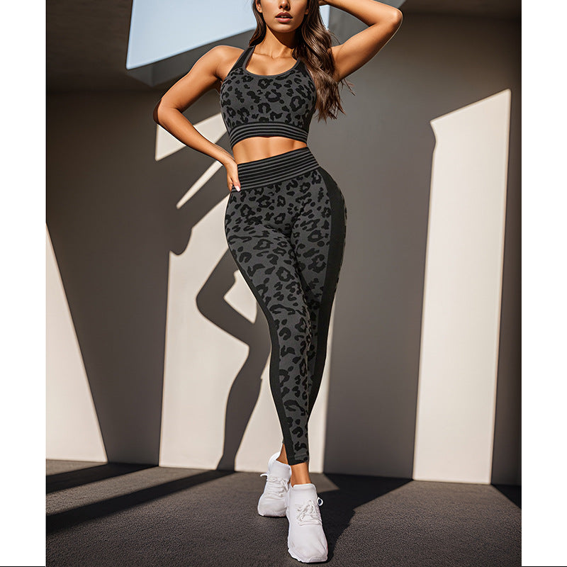 Sexy Leopard Print Yoga Leggings - High Support Muscle Compression Gym Pants with Non-Shifting Pattern & Slimming Fit