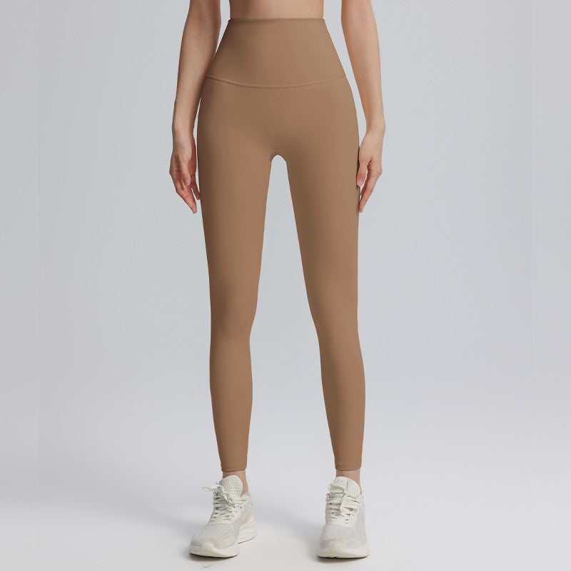 Cropped yoga pants, sports, outdoor high-waisted abdominal fitness, high-elasticity running, yoga clothes, women's summer, light and thin, no embarrassing line