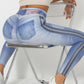 Denim-Like Yoga Leggings with Pocket Slimming & Versatile Outer Wear Comfort Stretch Ankle-Length Fitness Pants