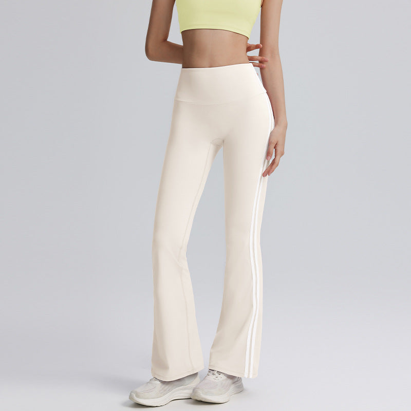 Double line yoga bell bottoms high waist hip lift tummy tuck sweatpants skinny dance fitness outdoor sports women