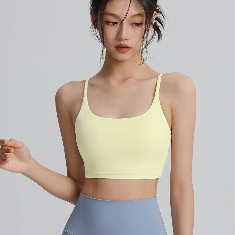 Women's suspender sports bra with chest pads sexy back fitness bra nude wear Pilates yoga wear tops