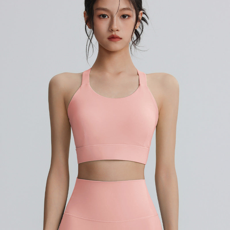 High-strength anti-sagging bra crossover beauty vest sports running yoga bra shockproof gathering underwear Pilates