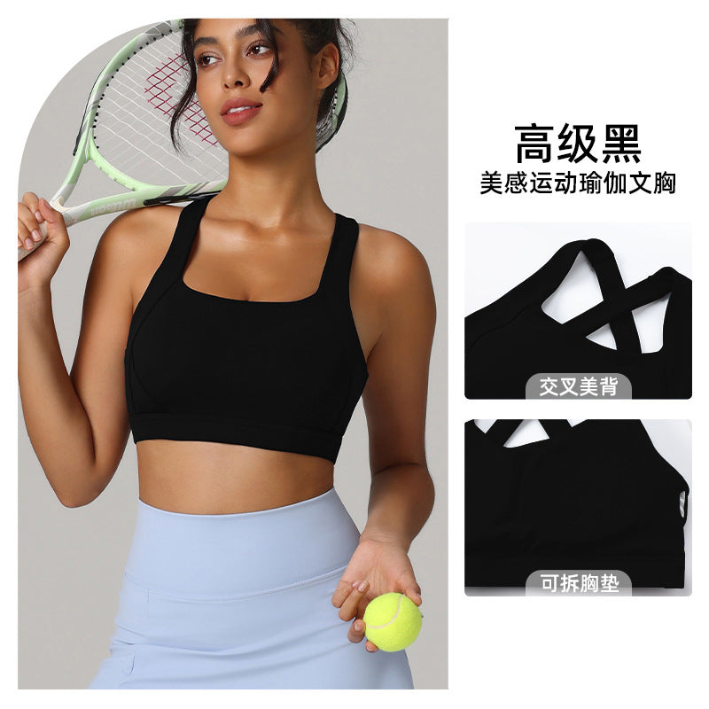 European and American cross-border Amazon specializes in sports bras with high strength, high strength, shockproof and gathered Pilates fitness clothes