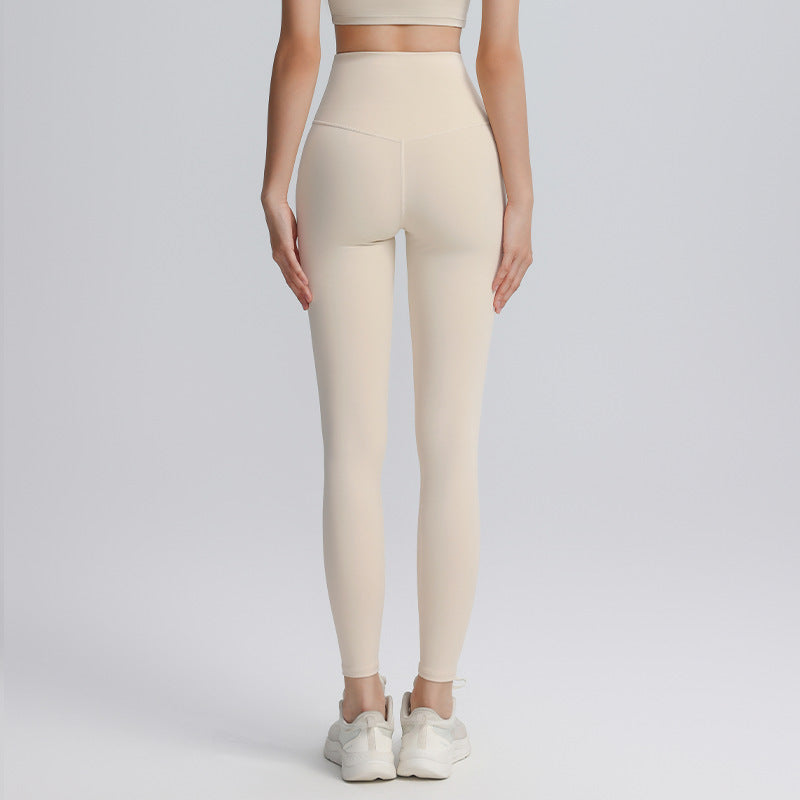 Cropped yoga pants, sports, outdoor high-waisted abdominal fitness, high-elasticity running, yoga clothes, women's summer, light and thin, no embarrassing line