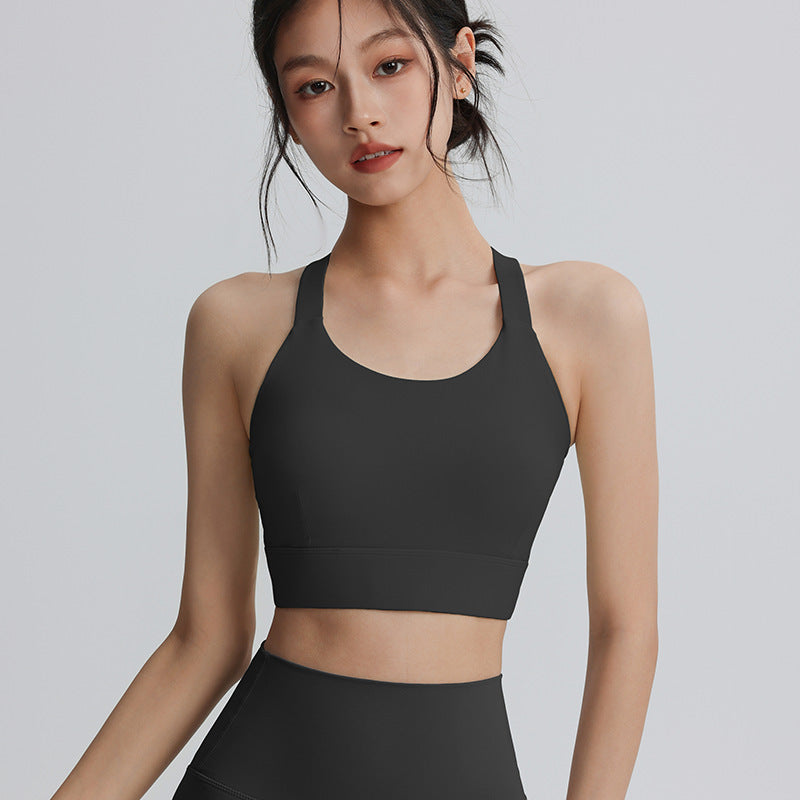 High-strength anti-sagging bra crossover beauty vest sports running yoga bra shockproof gathering underwear Pilates